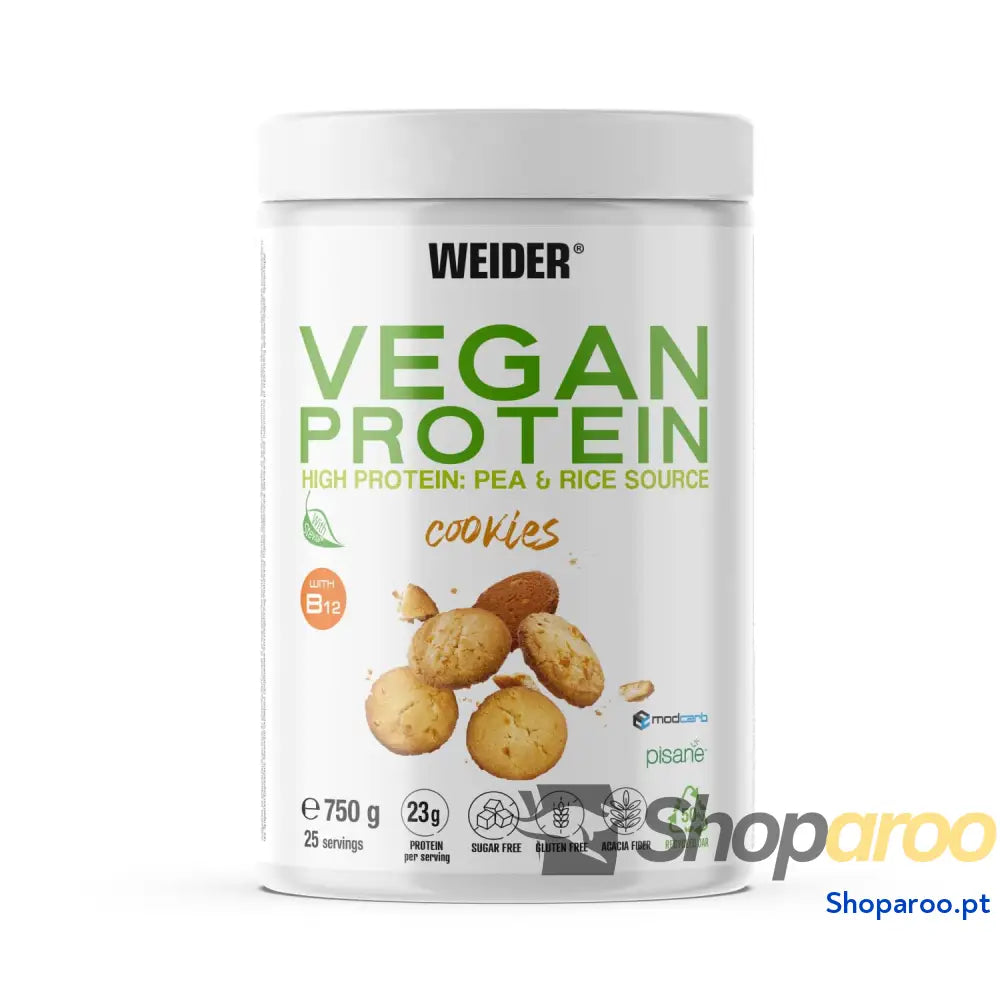 Weider Vegan Protein (750 g) Sabor Baunilha. Proteína Vegana 23 g/dose Isolada de Ervilha (Pisane) e Arroz.