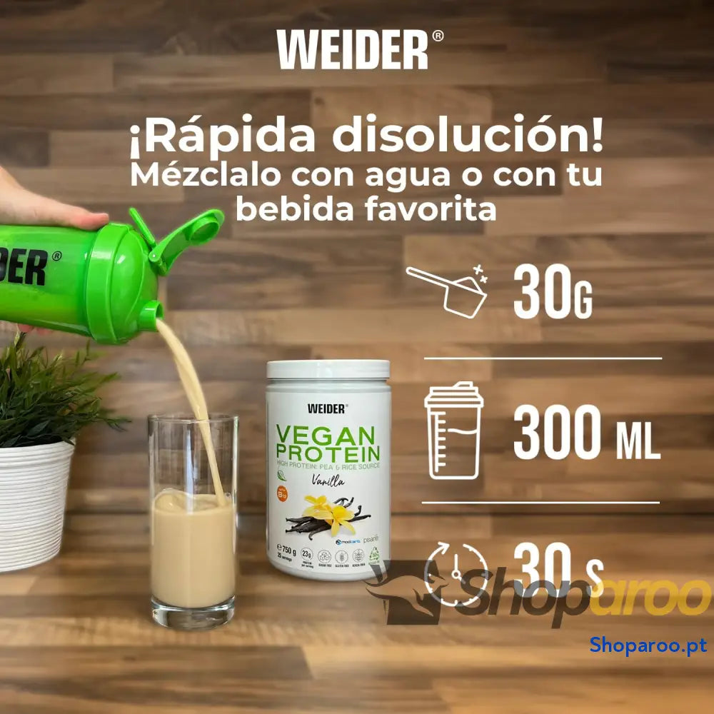 Weider Vegan Protein (750 g) Sabor Baunilha. Proteína Vegana 23 g/dose Isolada de Ervilha (Pisane) e Arroz.