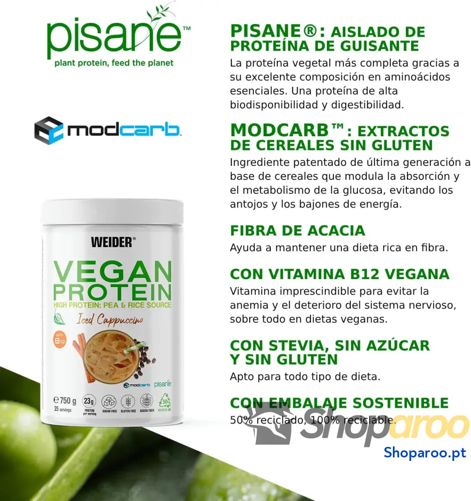 Proteína vegana sabor cappuccino com dose isolada de ervilha