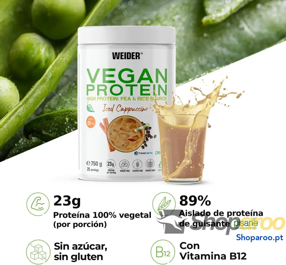 Proteína vegana sabor cappuccino com dose isolada de ervilha