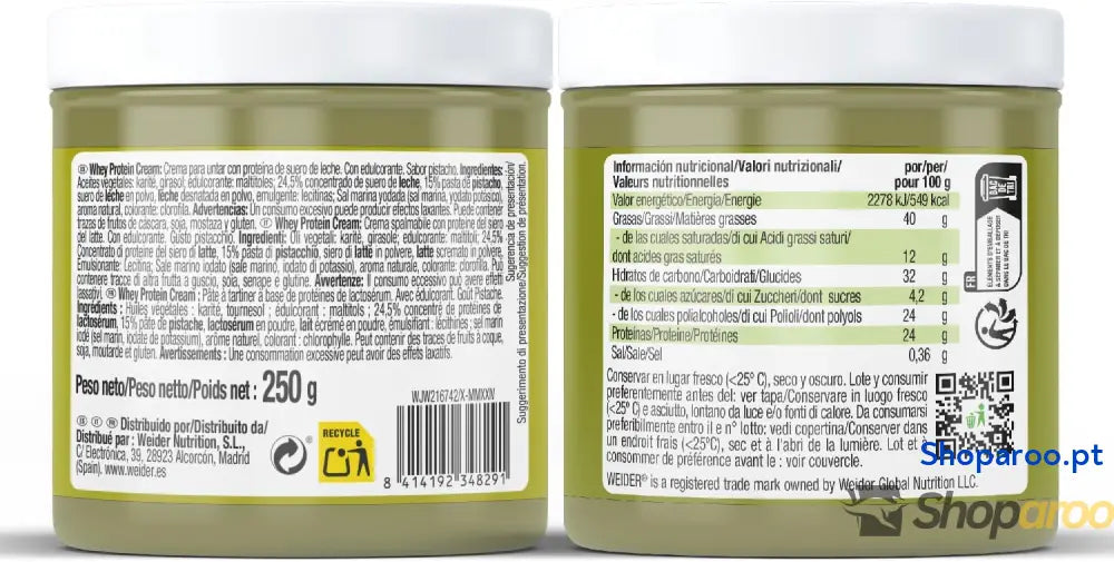 Weider Whey Protein Cream pistácio com aminoácidos essenciais 250g