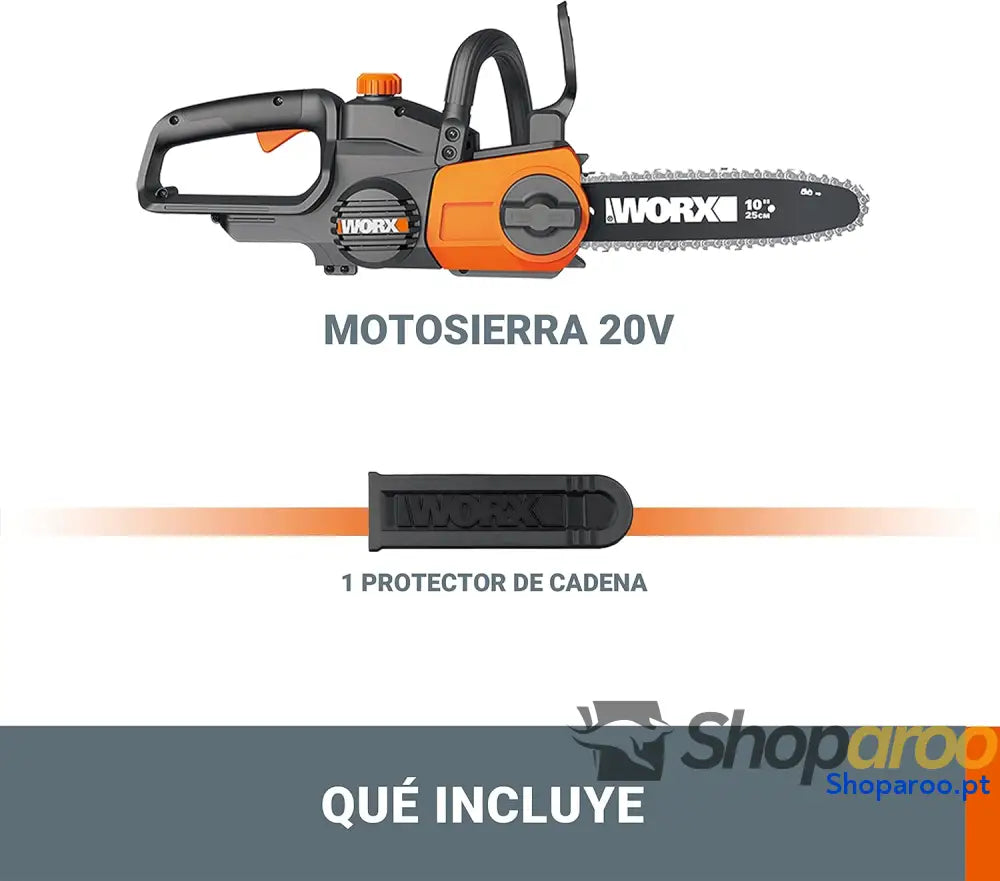 WORX Motosserra 20 V | PowerShare | WG322E.9 Sem bateria sem carregador 25 cm