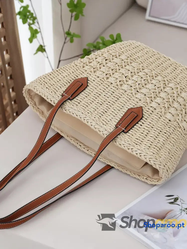 Woven Straw Tote Bag