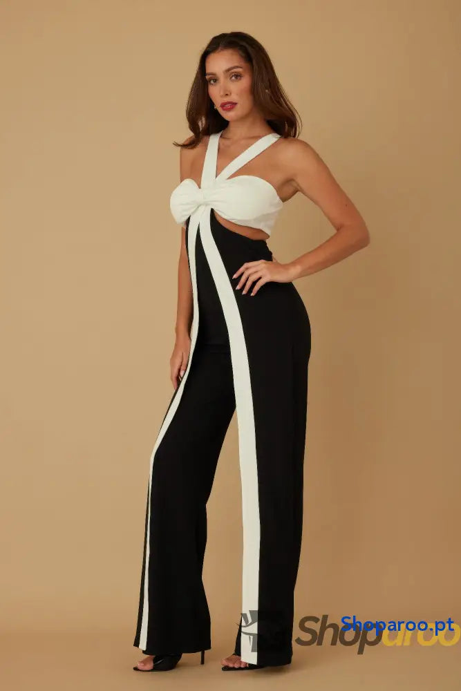 X Ribbon Open Jumpsuit