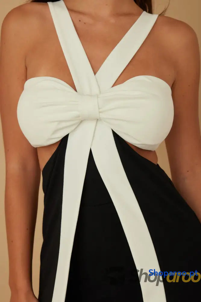 X Ribbon Open Jumpsuit