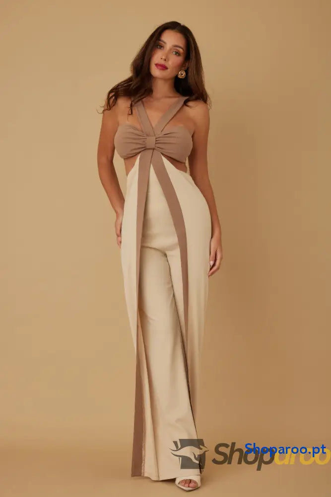 X Ribbon Open Jumpsuit