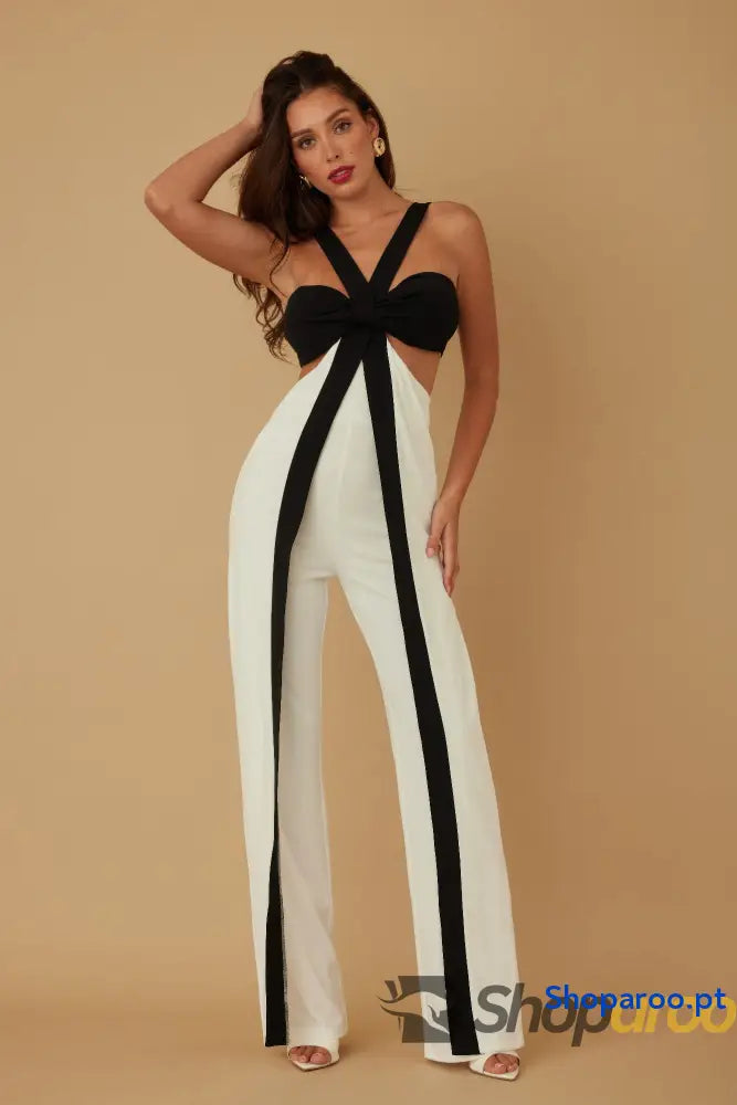 X Ribbon Open Jumpsuit