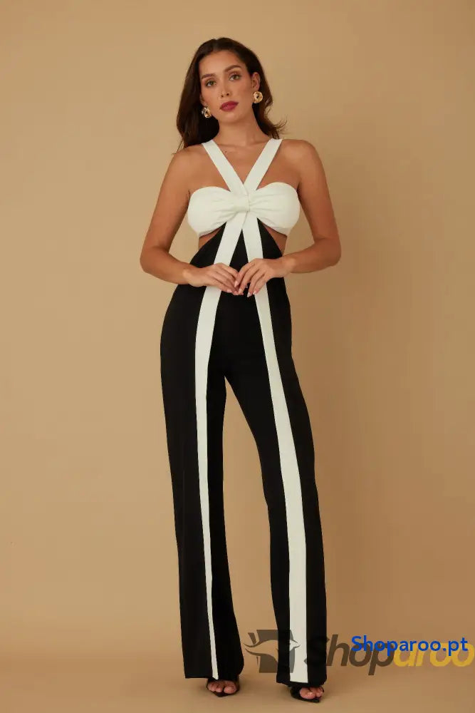 X Ribbon Open Jumpsuit