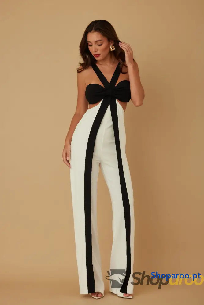 X Ribbon Open Jumpsuit