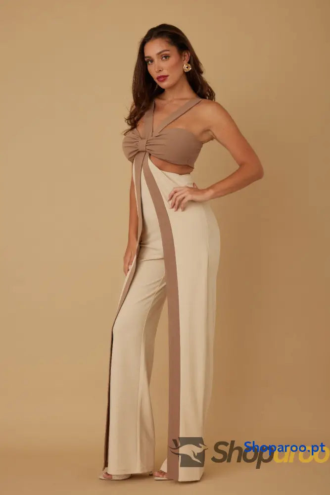 X Ribbon Open Jumpsuit