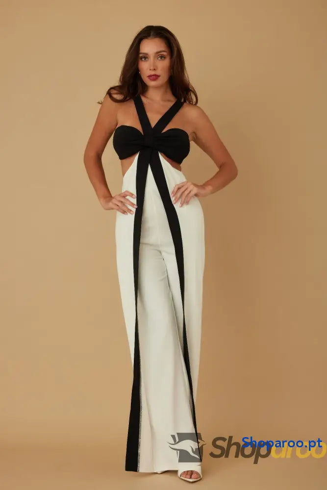 X Ribbon Open Jumpsuit