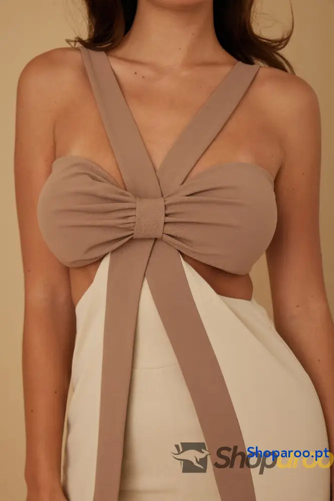 X Ribbon Open Jumpsuit