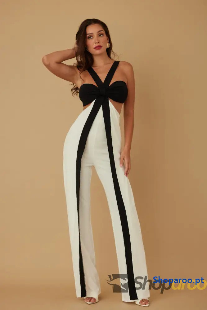 X Ribbon Open Jumpsuit