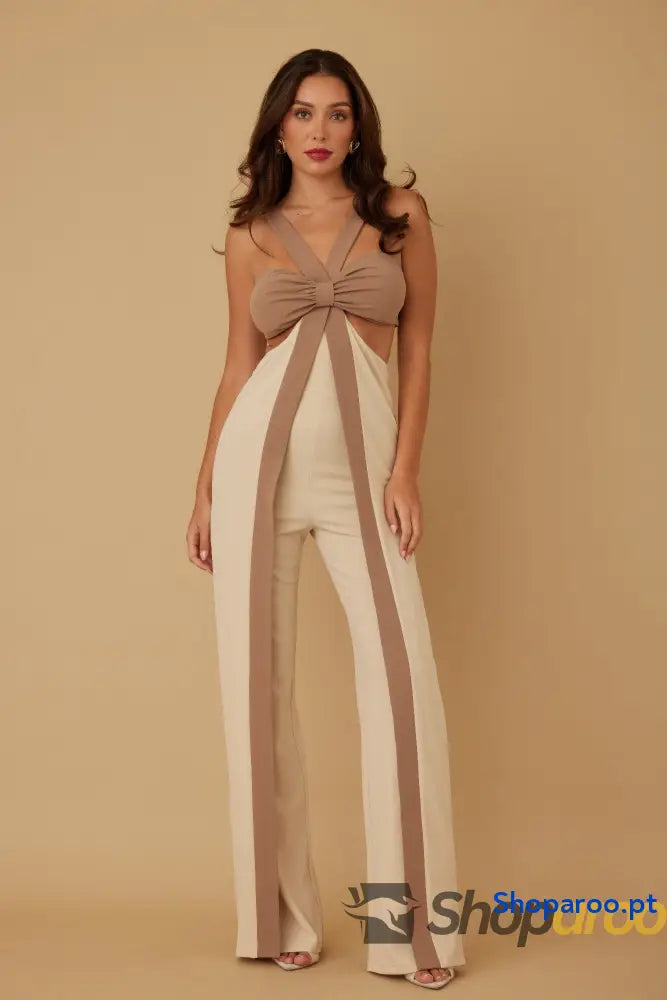 X Ribbon Open Jumpsuit