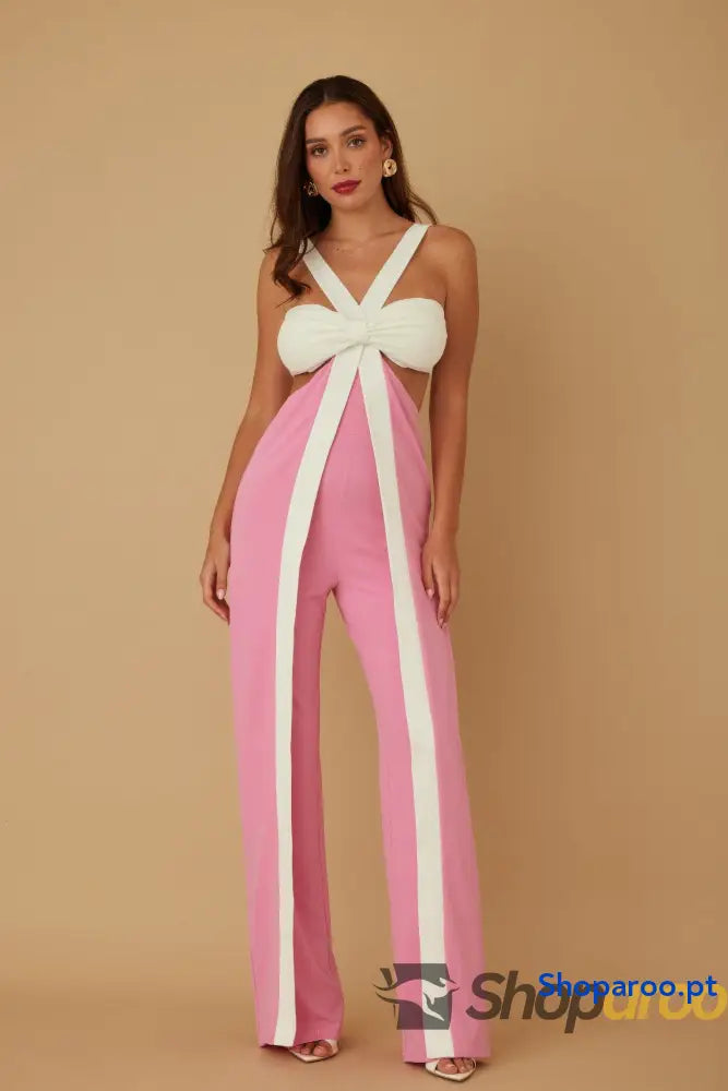 X Ribbon Open Jumpsuit