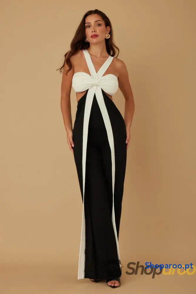 X Ribbon Open Jumpsuit