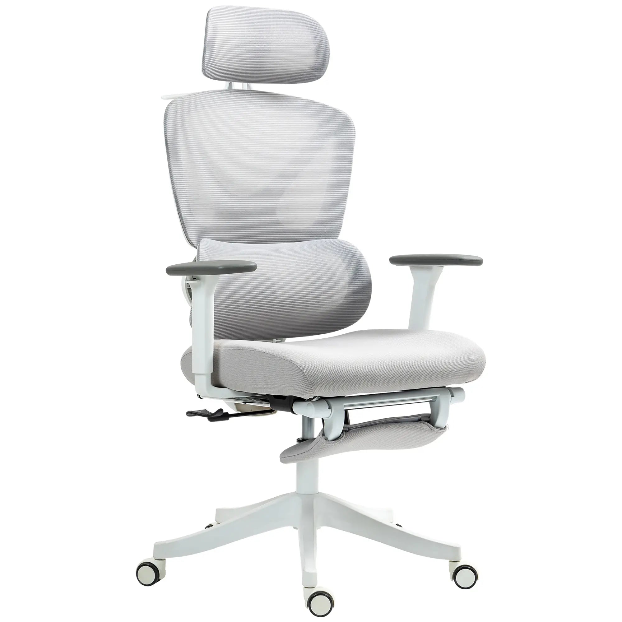 Cadeira de Escritório de Malha Reclinável com Apoio para a Cabeça Ajustável e Altura Regulável 71x70x109-119 cm Cinza