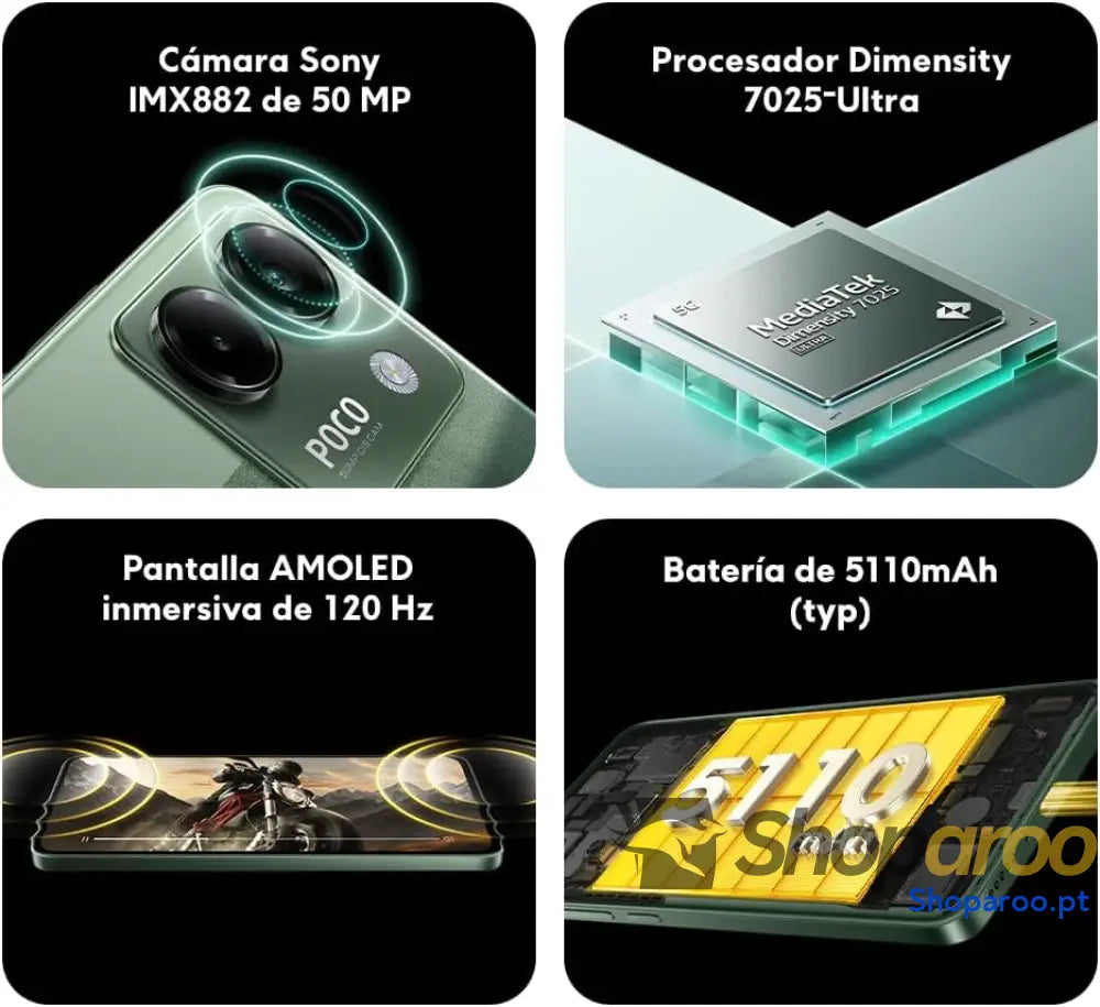 Xiaomi POCO M7 Pro 5G Smartphone de 12 + 256 GB câmara 50 MP Sony com OIS ecrã AMOLED 6,67’’ 120 Hz carregamento turbo