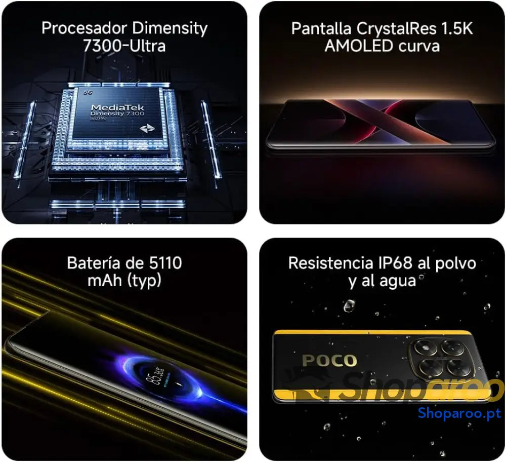 Xiaomi POCO X7 Smartphone de 12 + 512 GB ecrã CrystalRes 1.5K AMOLED curvo MediaTek Dimensity 7300 Ultra câmara 50 MP