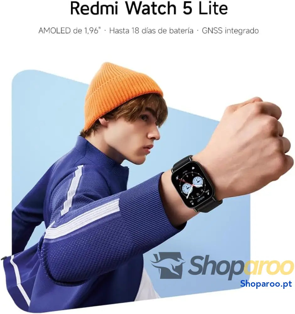 Xiaomi Redmi Watch 5 Lite chamadas Bluetooth ecrã AMOLED de 1,96 polegadas monitor frequência cardíaca 150 modos
