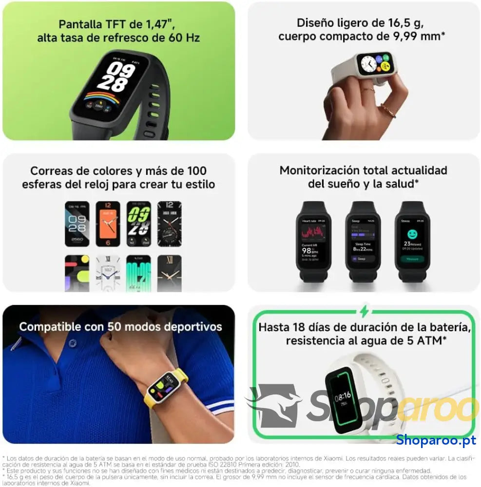 Xiaomi Smart Band 9 Active Pulsera de Actividad autonomía hasta 18 días Pantalla TFT 1,47’’ con tasa refresco 60 Hz