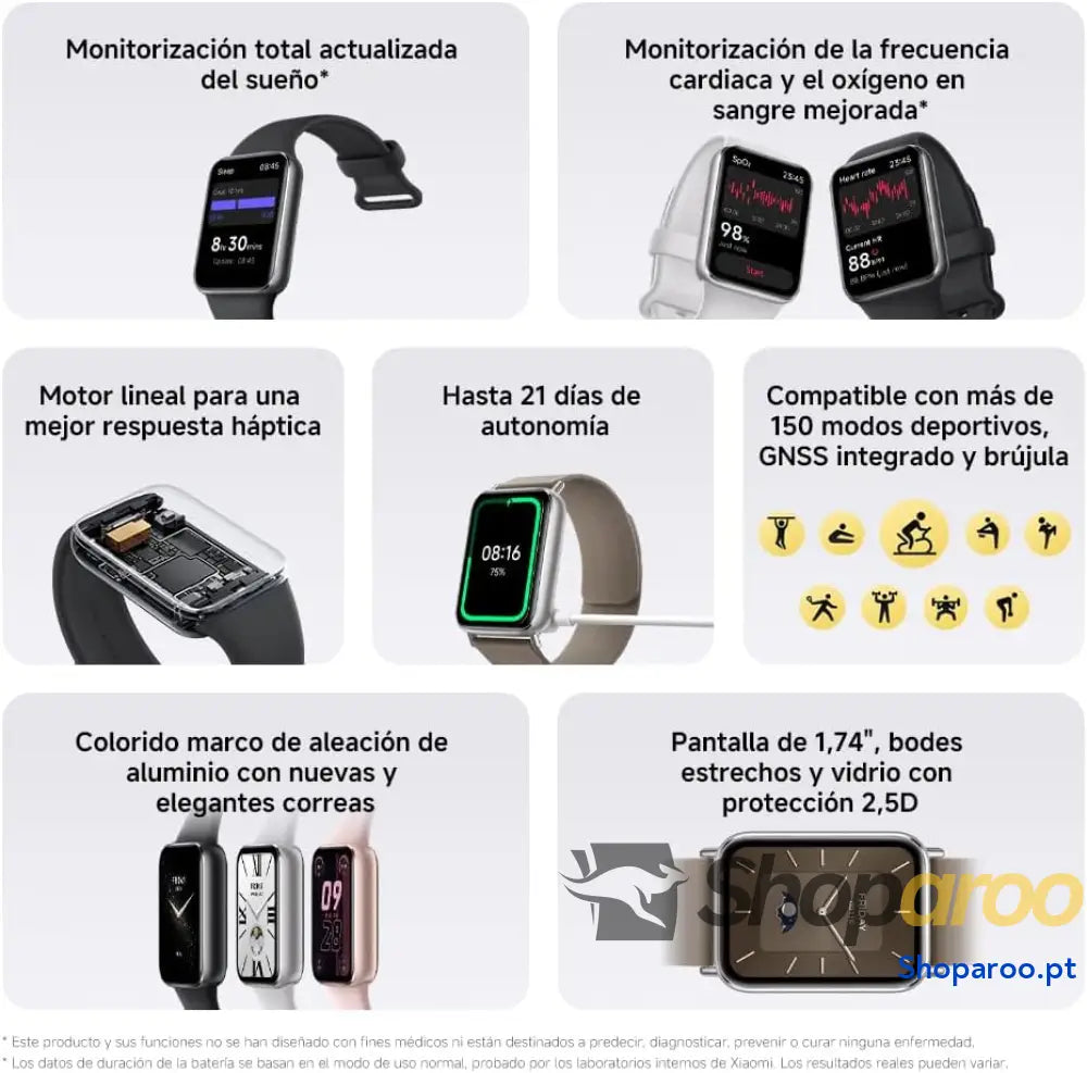 XIAOMI Smart Band 9 Pro Pulseira de atividade até 21 dias ecrã AMOLED 1,74’’ monitorização do sono modos desportivos
