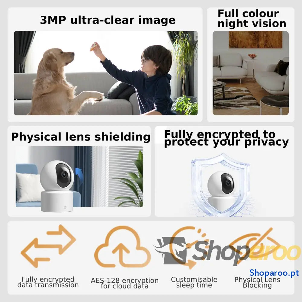 Xiaomi Smart Camera C200 Câmara de vigilância com resolução 1080p 360° abertura F2.1 visão noturna deteção movimento IA