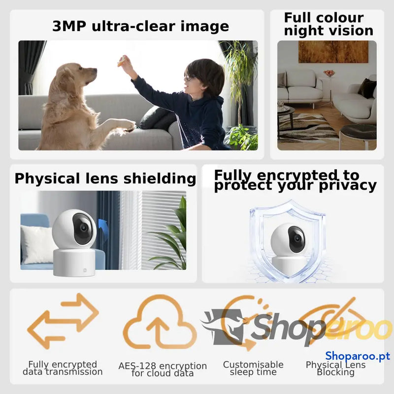 Xiaomi Smart Camera C200 Câmara de vigilância com resolução 1080p 360° abertura F2.1 visão noturna deteção movimento IA