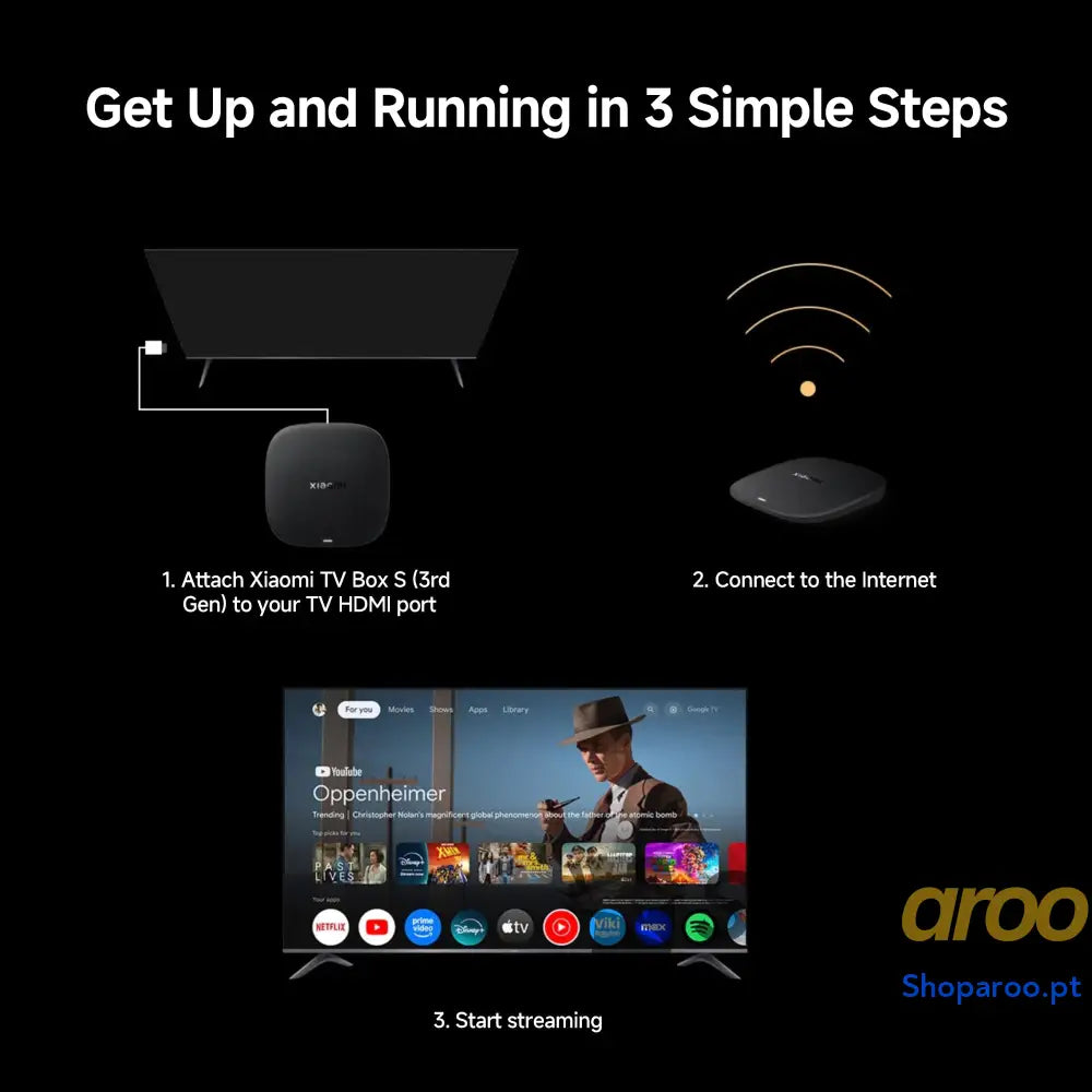 Xiaomi TV Box S (3ª geração) leitor multimédia de streaming 4K Ultra HD 2 GB RAM 32 memória Smart compatível com Google