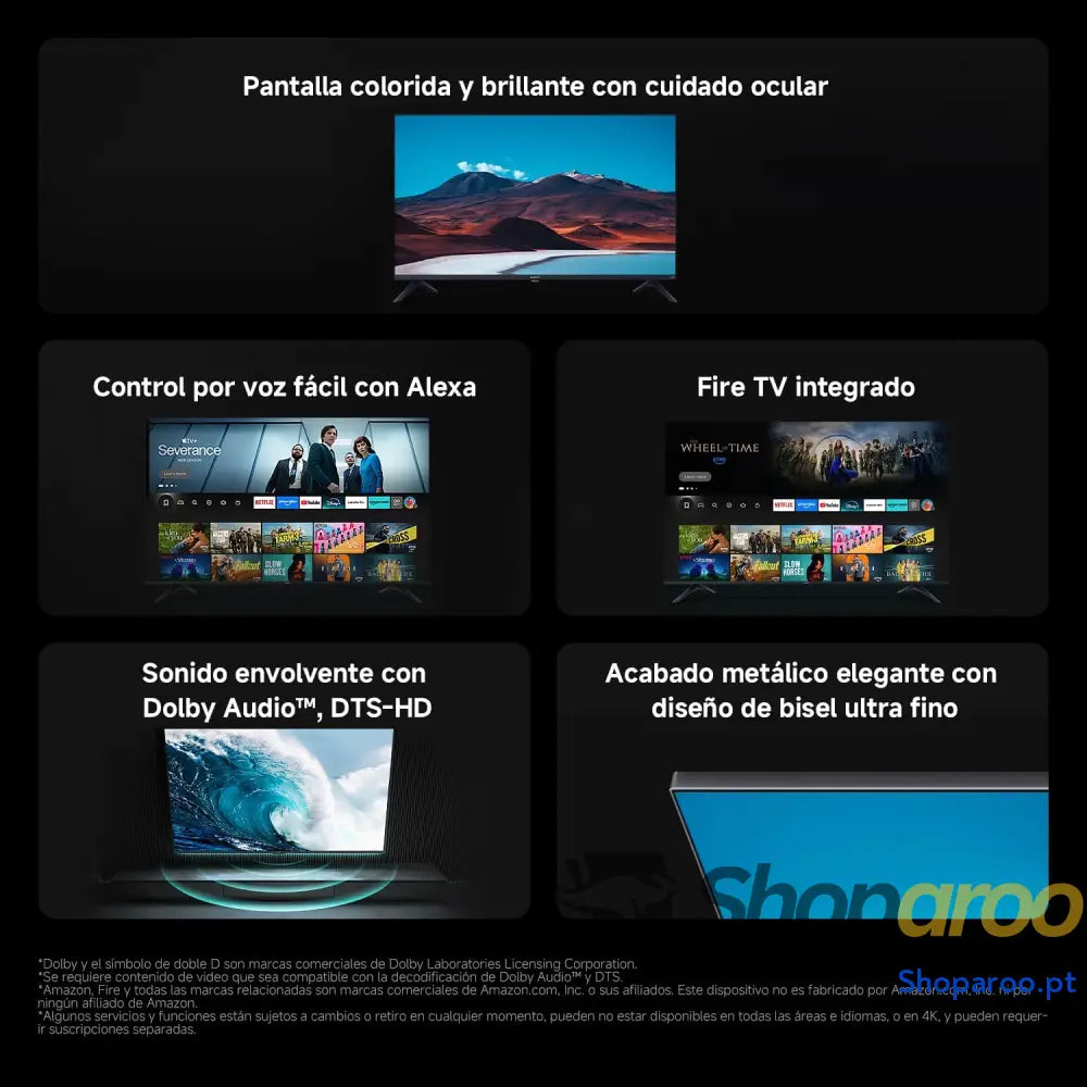 XIAOMI TV F 32 polegadas (81 cm) HD Smart Fire OS7 controlo de voz Alexa áudio Dolby DTS Virtual: X compatível