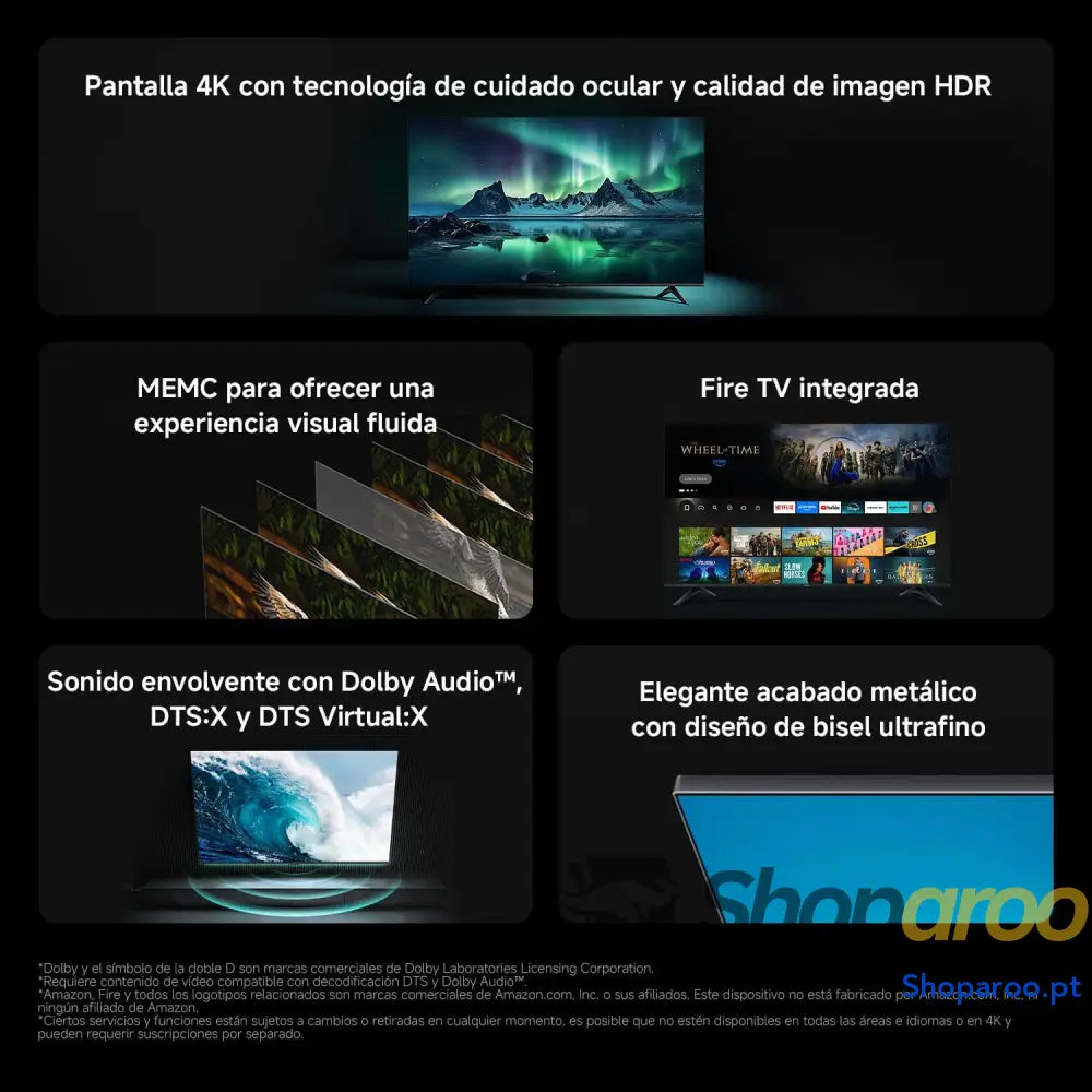 XIAOMI TV F 43 polegadas (109 cm) 4K UHD Smart Fire controlo por voz Alexa HDR10 MEMC 2 GB + 32 compatível com Apple