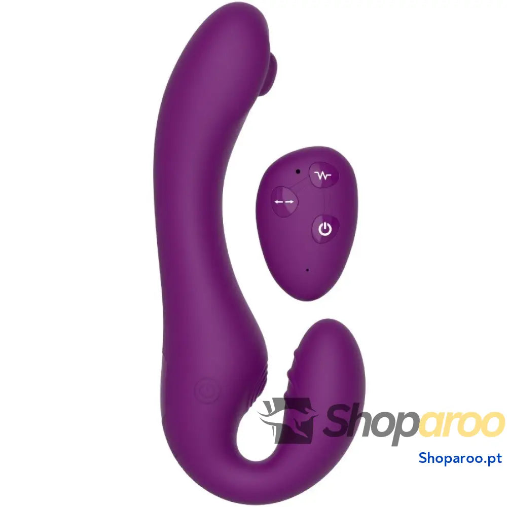 XOCOON - VIBRADOR STRAP-ON 2 EM 1 SEM ALÇAS COM CONTROLE REMOTO ROXO