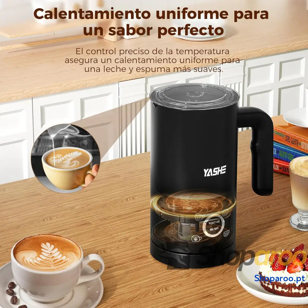 YASHE 4 em 1 Espumador e aquecedor de leite elétrico 500 W 300 ml para espuma quente / fria ideal café capuchinho latte