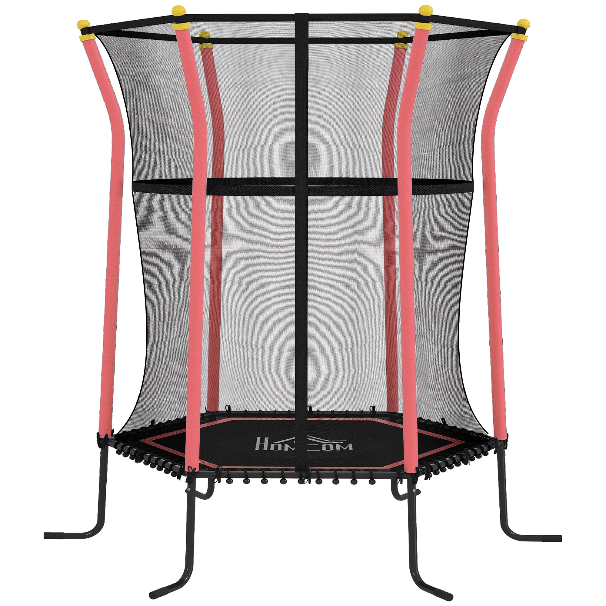 Trampolim para Crianças com Rede de Segurança e Estrutura de Aço para Interiores e Exteriores Carga 50kg Ø163,5x190 cm Vermelho