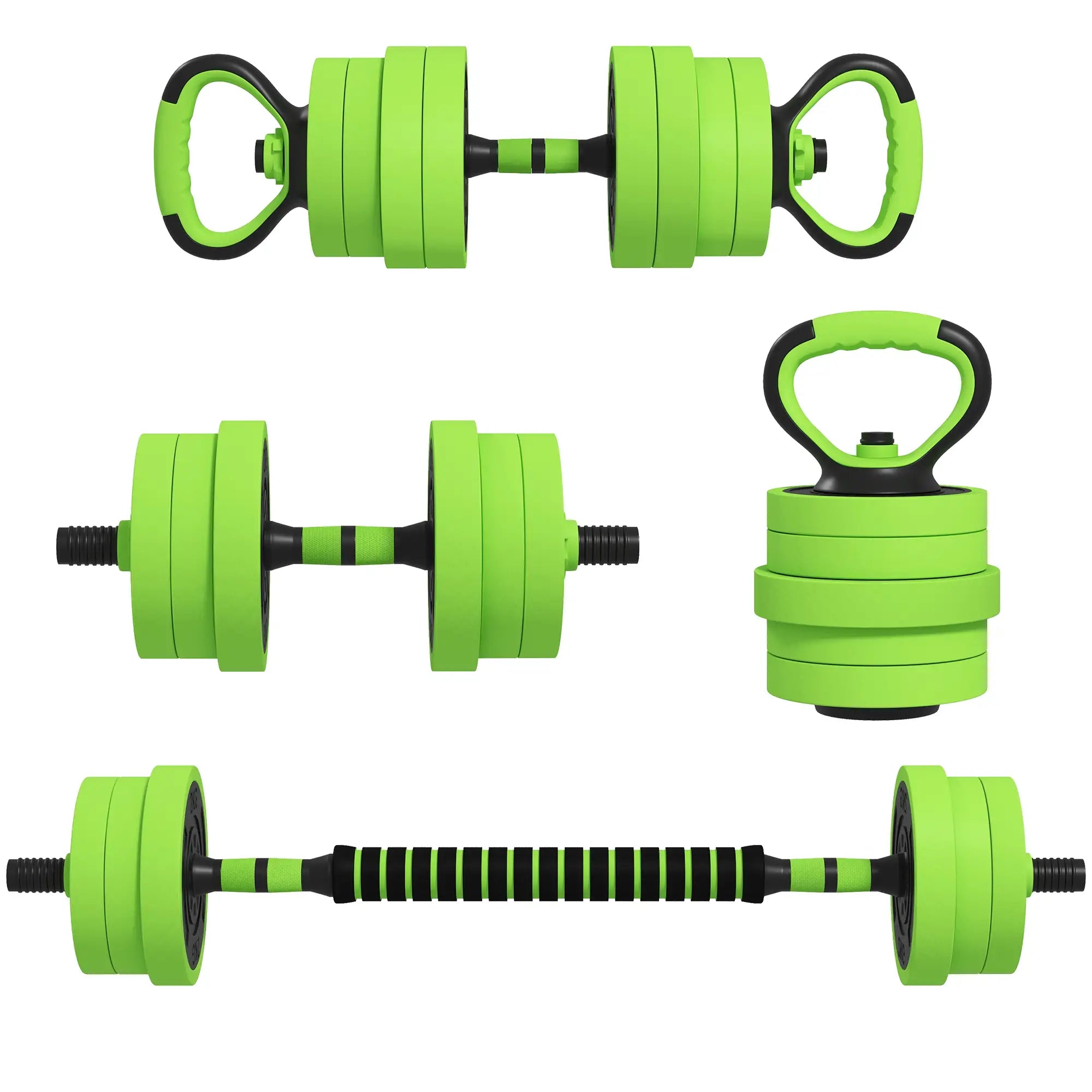 Conjunto de Halteres 20kg 4 em 1 Conjunto de Pesos com Kettlebell Barra de Pesos para Treino de Força em Casa Ginásio Vermelho