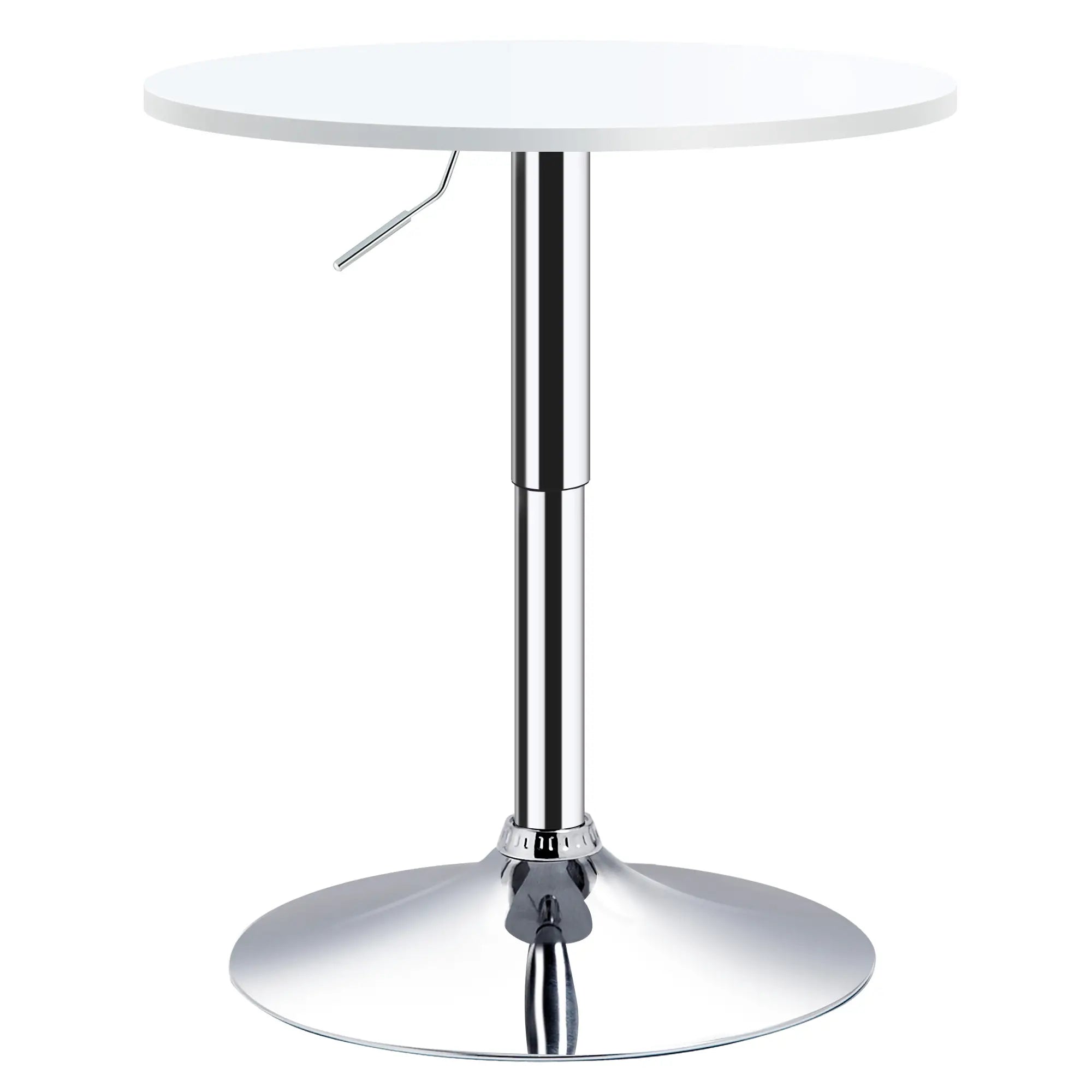 Mesa de bar ajustável branca com base redonda para cozinha ou sala de jantar