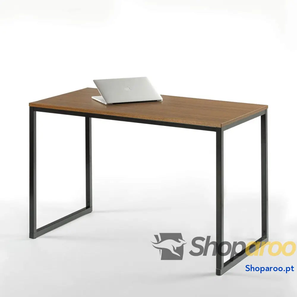 Zinus Jennifer Mesa de escritório 160x61x74 cm estudo moderna em metal e madeira para computador Castanho branco