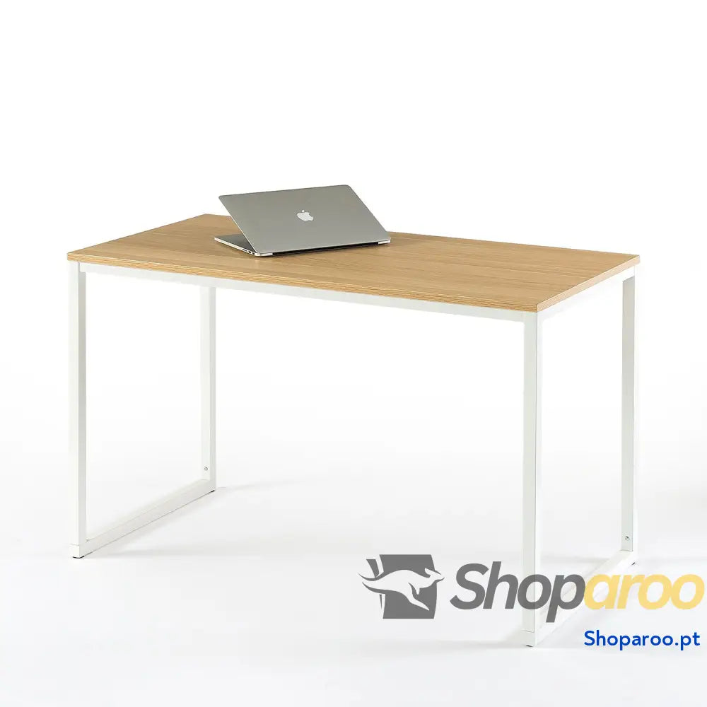 Zinus Jennifer Mesa de escritório 160x61x74 cm estudo moderna em metal e madeira para computador Castanho branco