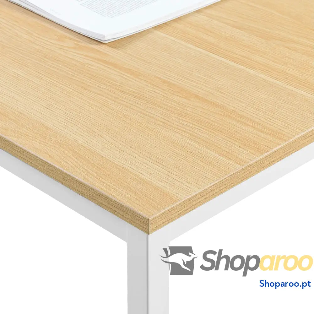 Zinus Jennifer Mesa de escritório 160x61x74 cm estudo moderna em metal e madeira para computador Castanho branco