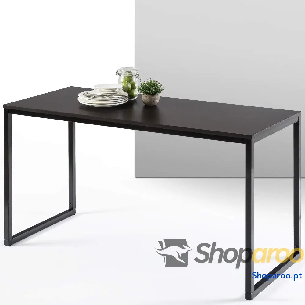 Zinus Jennifer Mesa de escritório 160x61x74 cm estudo moderna em metal e madeira para computador Castanho branco