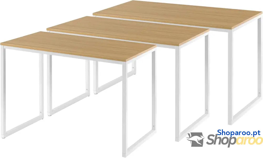 Zinus Jennifer Mesa de escritório 160x61x74 cm estudo moderna em metal e madeira para computador Castanho branco