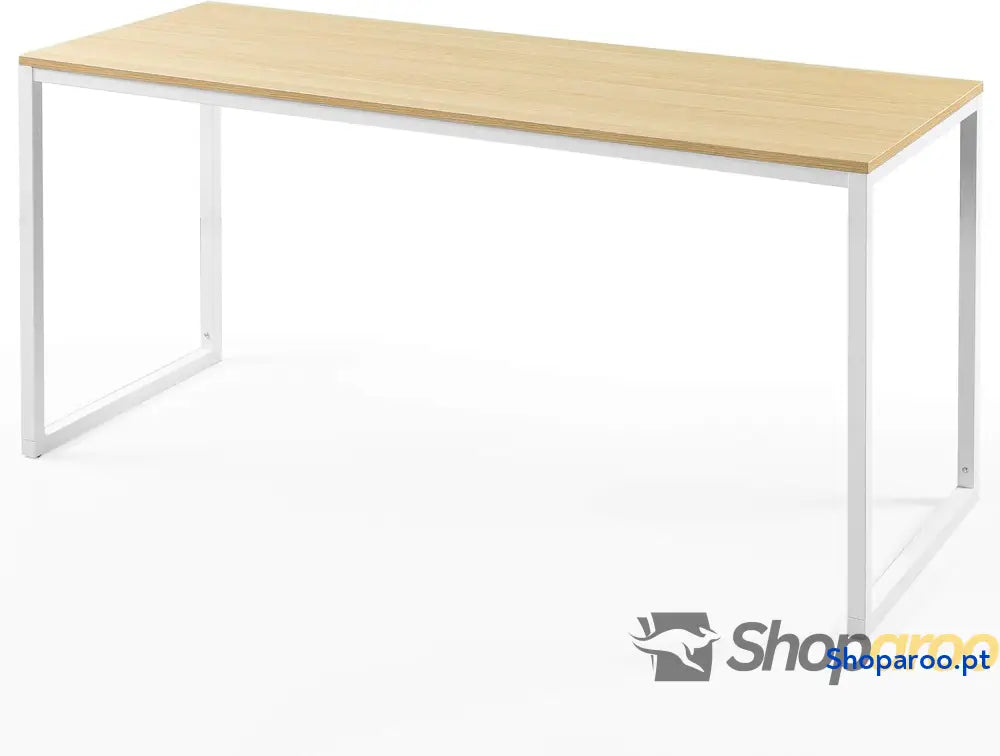 Zinus Jennifer Mesa de escritório 160x61x74 cm estudo moderna em metal e madeira para computador Castanho branco