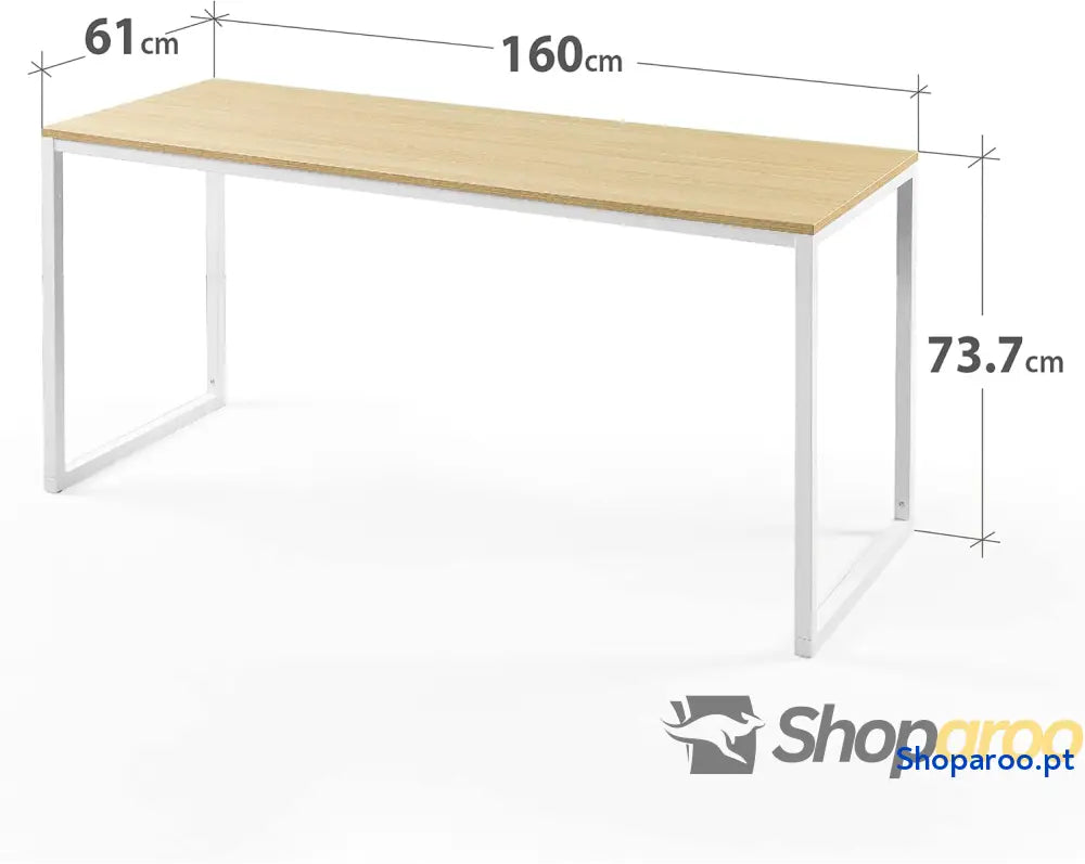 Zinus Jennifer Mesa de escritório 160x61x74 cm estudo moderna em metal e madeira para computador Castanho branco