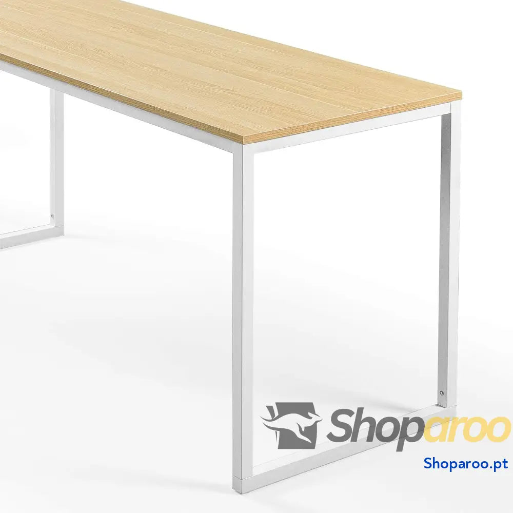 Zinus Jennifer Mesa de escritório 160x61x74 cm estudo moderna em metal e madeira para computador Castanho branco