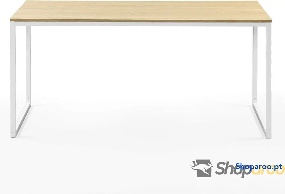 Zinus Jennifer Mesa de escritório 160x61x74 cm estudo moderna em metal e madeira para computador Castanho branco