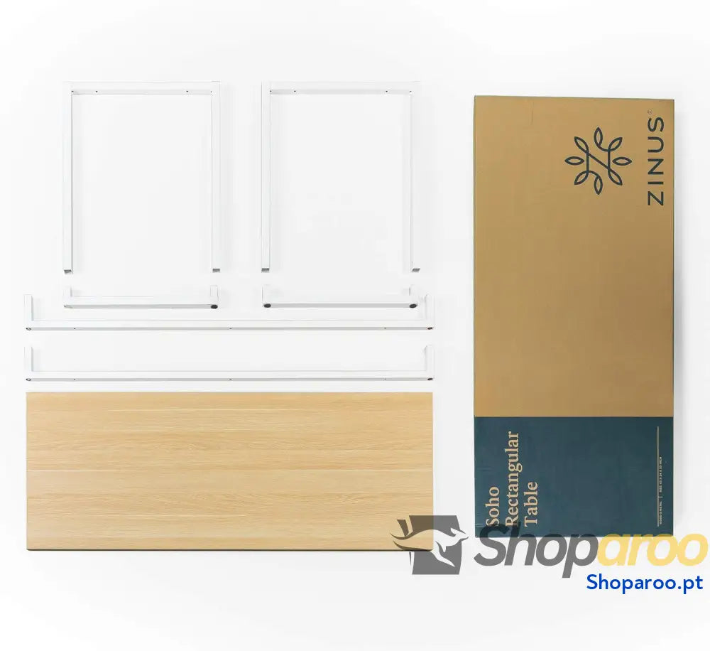 Zinus Jennifer Mesa de escritório 160x61x74 cm estudo moderna em metal e madeira para computador Castanho branco