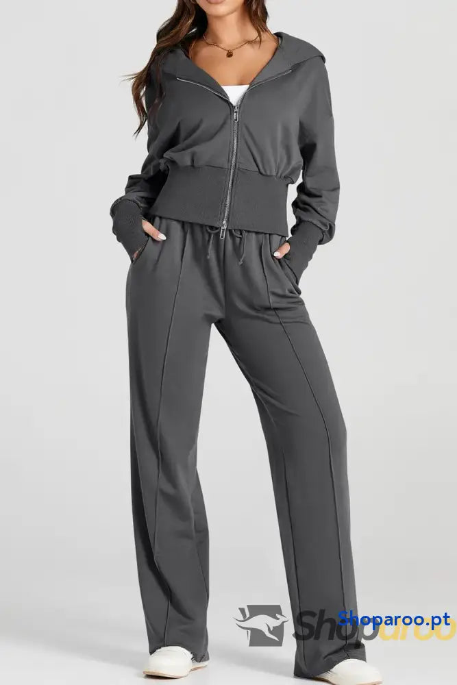 Zip-Up Hoodie and Pants Active Set