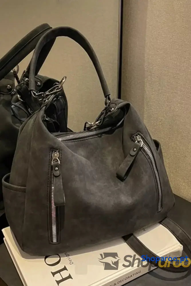 Zipper Details Adjustable Strap Crossbody Bag