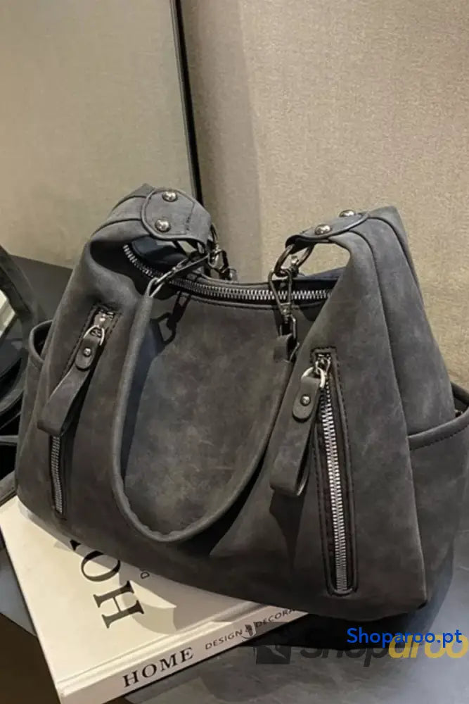 Zipper Details Adjustable Strap Crossbody Bag