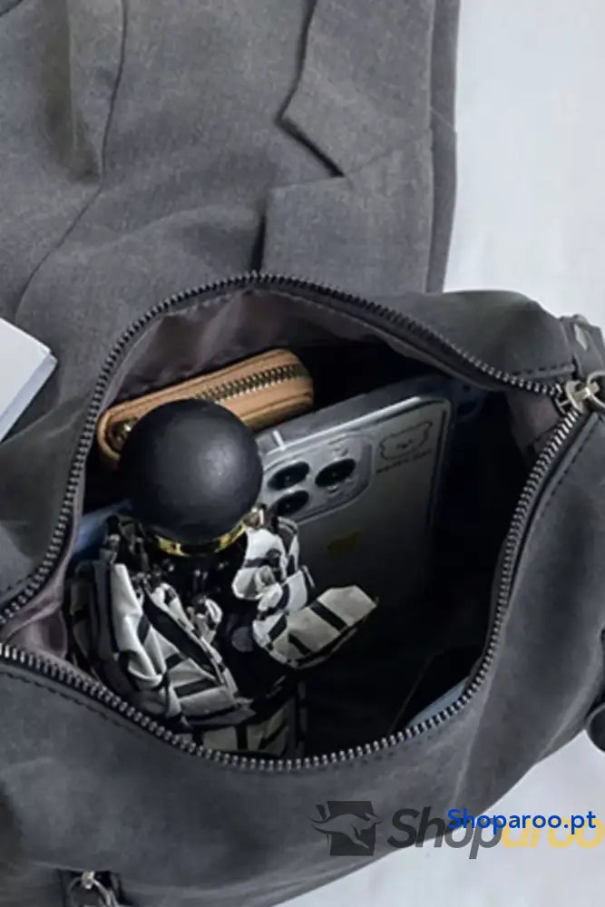 Zipper Details Adjustable Strap Crossbody Bag